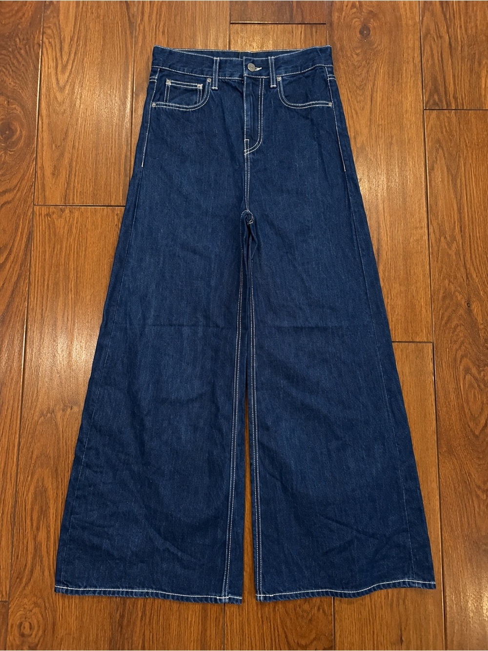 Zara Dark Blue Wide-Leg Denim Jeans for Women Sz 6 NWOT
